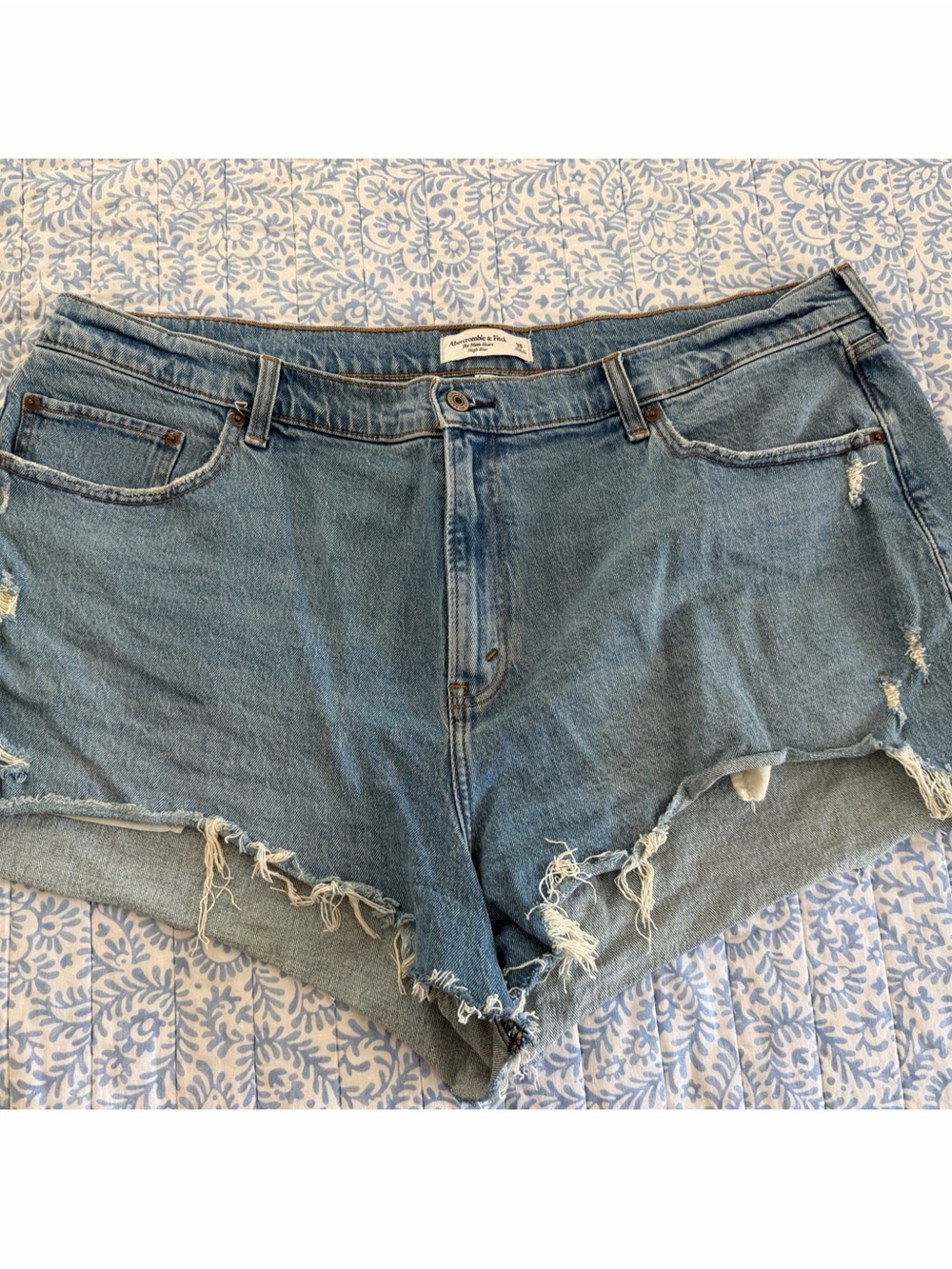Abercrombie & Fitch Light Blue Distressed Denim Cutoff Shorts